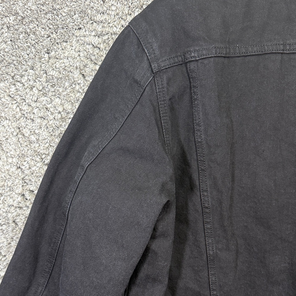 Old Navy Black Denim Sherpa LinedJacket for Men Size Large Collared Trucker Coat - Picture 12 of 16